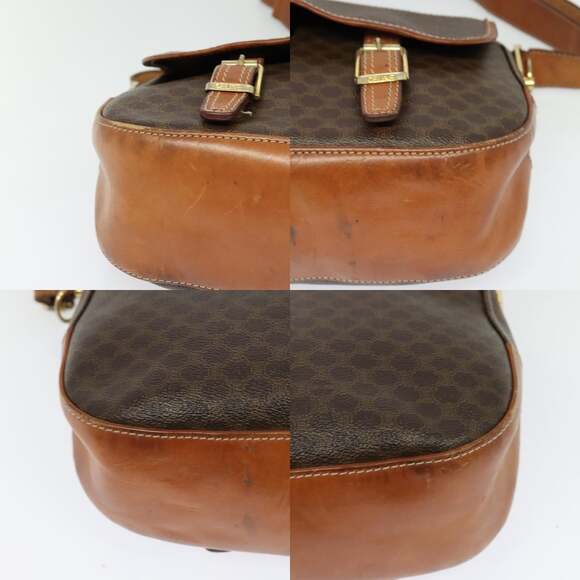 CELINE Macadam Canvas Shoulder Bag Pvc Leather Brown Gold - Picture 10 of 13